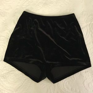 American Apparel Black Velvet High Waisted Shorts